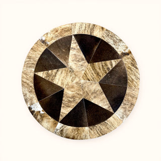 3x3’ star cowhide patchwork rug