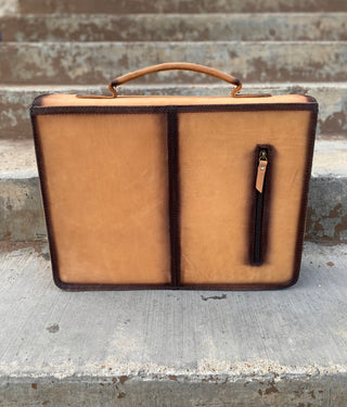 Burn Tooled Longhorn Leather briefcase