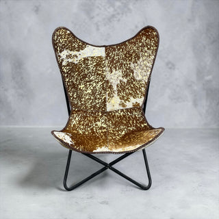 Gold acid wash cowhide butterfly chair