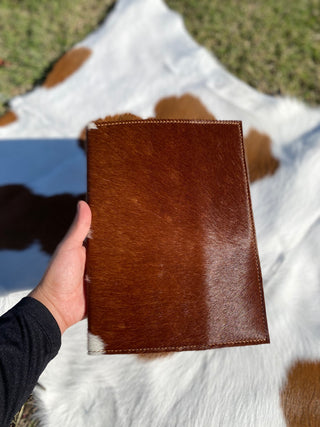 Cowhide & Tan Leather Book Cover