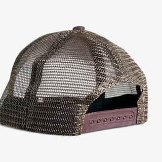 Cherry tooled leather & cowhide cap