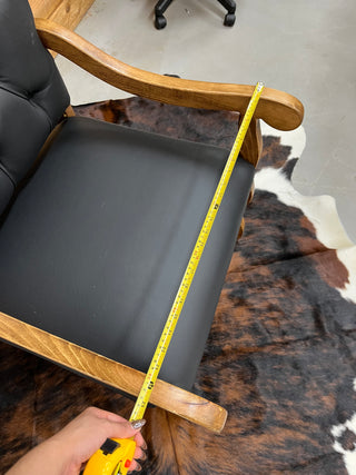 Black genuine cowhide & leather arm chair