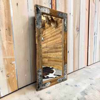 6x3ft brown antique genuine cowhide mirror
