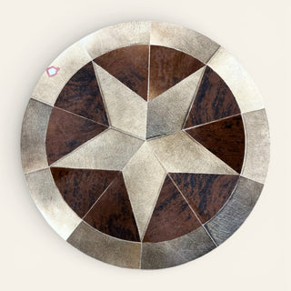 5x5’ cowhide patchwork rug