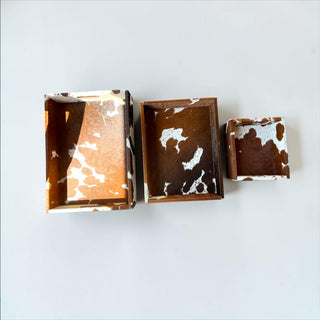 All cowhide tray set of 3