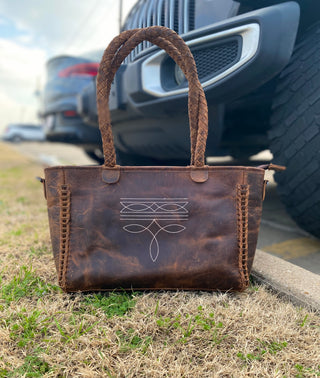 Rustic Leather Bootstitch Purse