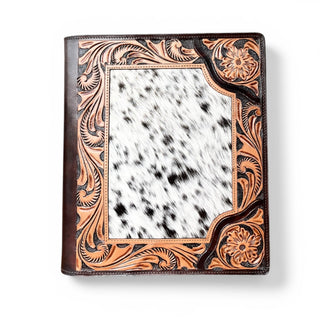 Aria tooled leather & cowhide planner