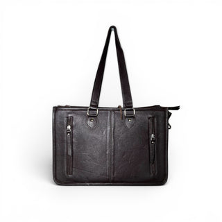 Brown tooled leather tote bag