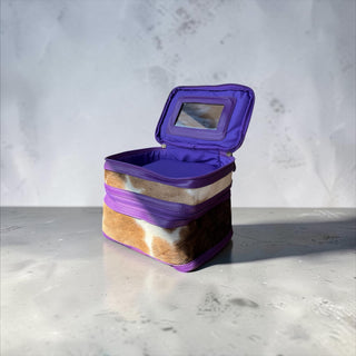 Purple leather & cowhide makeup box