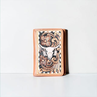Skull tooled leather wallet