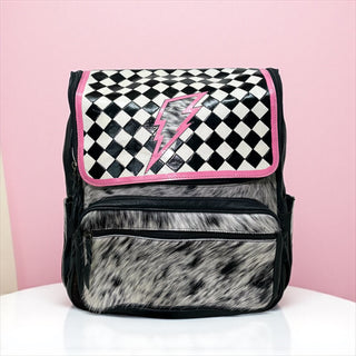 Rosita checker tooled & cowhide backpack