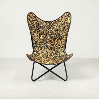 Gold acid wash cheetah butterfly chair