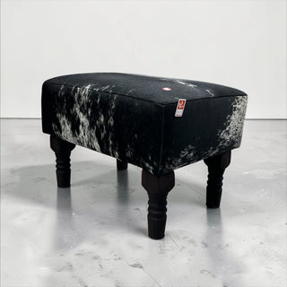 Black/white genuine cowhide ottoman