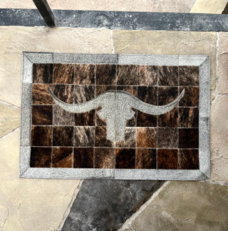 3x2’ Longhorn cowhide patchwork doormat