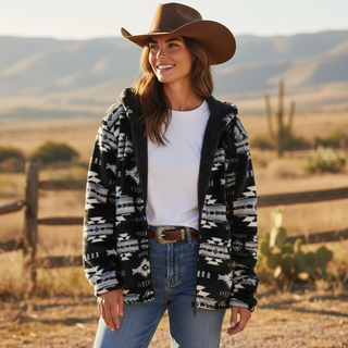 Black Aztec fleece Sherpa jacket