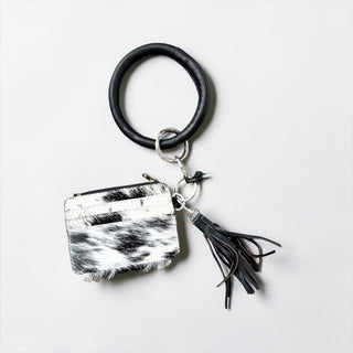 Silver tooled leather wristlet wallet