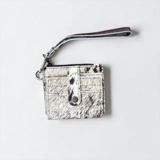 Salt pepper cowhide wristlet wallet