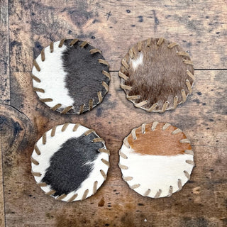 All cowhide coasters (set of 4)