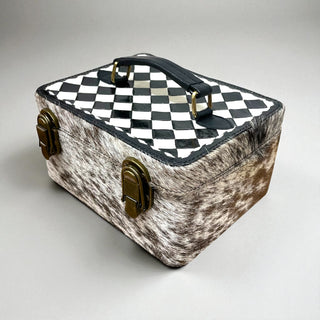Checker all cowhide jewelry box