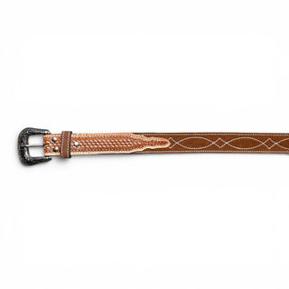 Tan BootStitch suede tooled leather belt