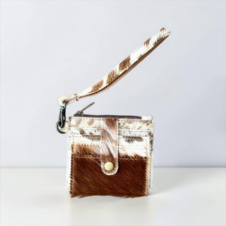 Tan all cowhide wristlet wallet