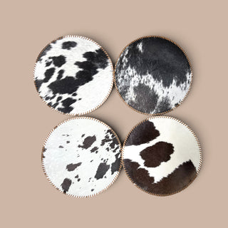 All brown cowhide placemats - set of 4
