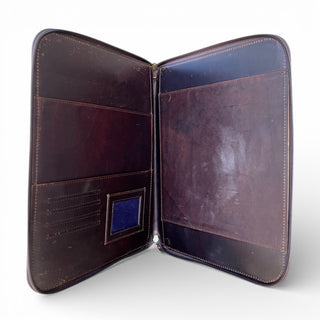 Cards tooled leather & cowhide zipper planner