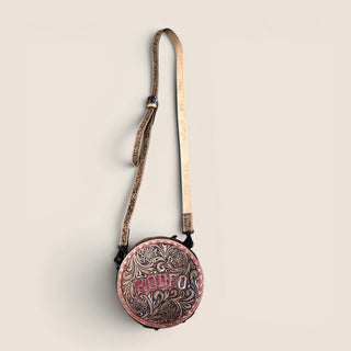 Rodeo tooled leather canteen bag