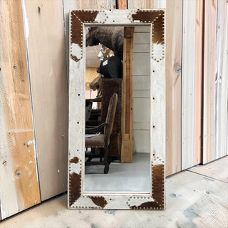 6x3ft White antique genuine cowhide mirror