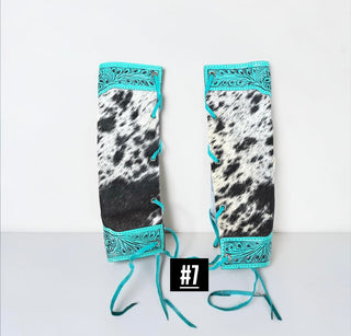 Turquoise cowhide bouquet wrap