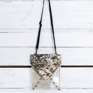 Cowhide clear crossbody bag