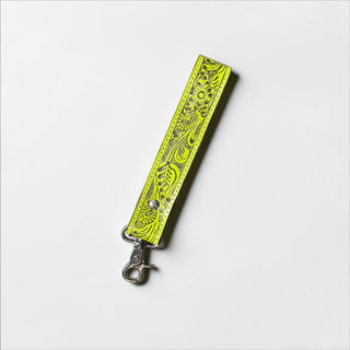 Green tooled leather wristlet