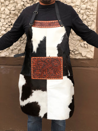 Cowhide Apron Tooled Unisex