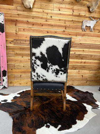 Black genuine cowhide & leather arm chair
