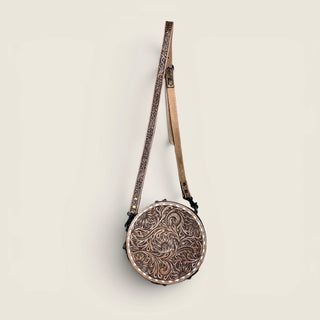 All tooled leather canteen bag