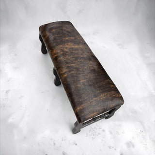 All cowhide wood bench