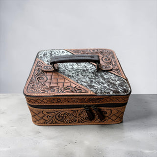 Tooled leather & cowhide jewelry box