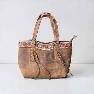 Floral leather shoulder bag