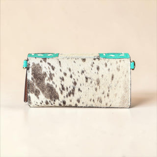 Turquoise tooled leather crossbody wallet