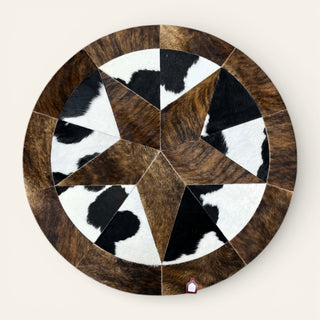 5x5’ cowhide patchwork rug