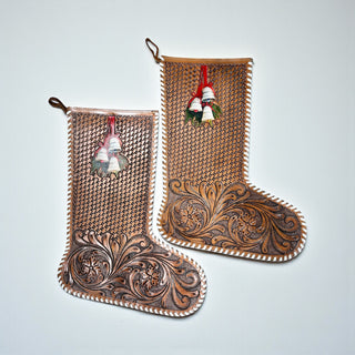 Tooled leather Christmas stockings