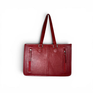 Red tooled leather tote bag
