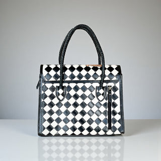 Tooled leather checker crossbody purse