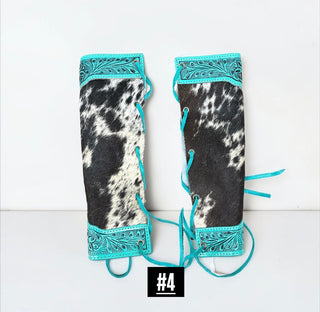 Turquoise cowhide bouquet wrap