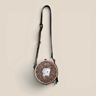 Cards tooled leather canteen bag