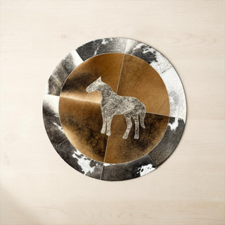 3x3’ Horse cowhide patchwork rug