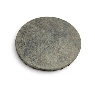 Rustic brown floral leather lazy Susan