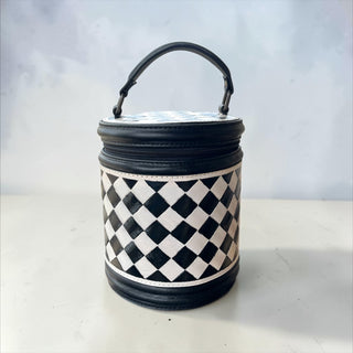 Checker tooled leather jewelry box