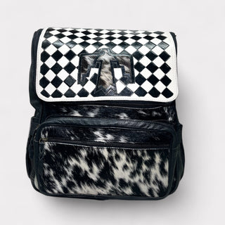 Thunderbird checker tooled & cowhide backpack