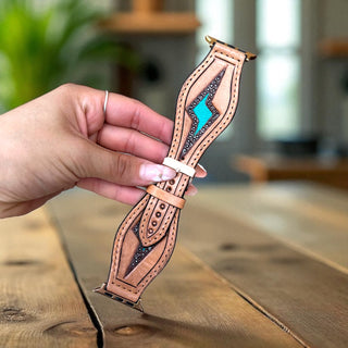 45mm turquoise lightning tooled leather Apple Watch band